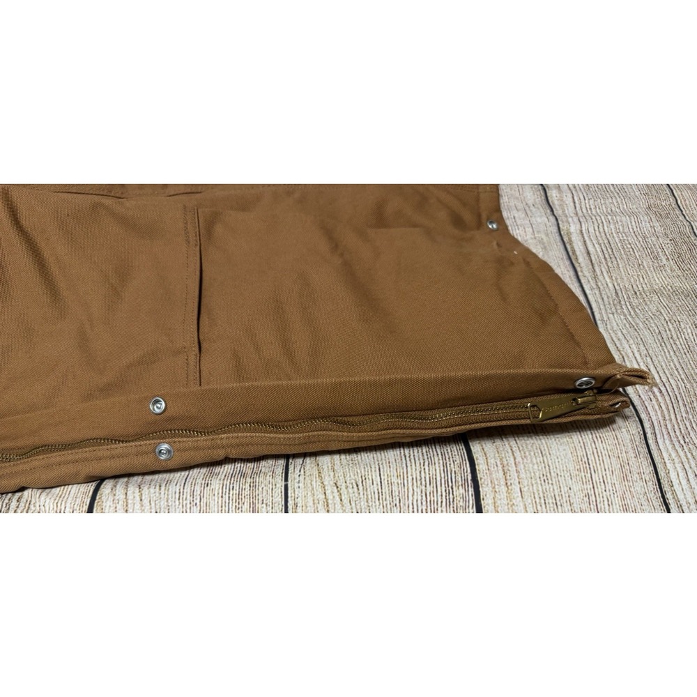 Carhartt R38 Men's 50 X 30 Duck Zip to Waist Quilt Lined Bib Overalls Brown Bibs - Picture 4 of 8